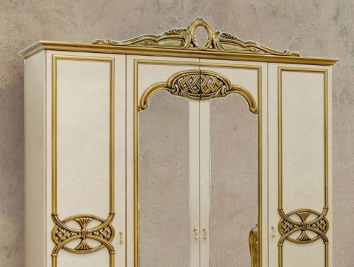 Спальня с 4-дверным шкафом Ольга (беж/золото) фото 3