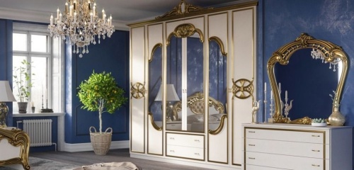 Спальня с 6-дверным шкафом Ольга (беж/золото) фото 2