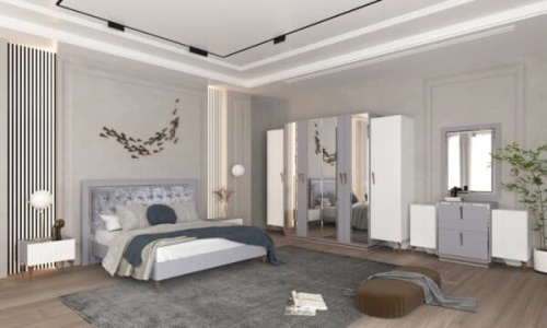 Спальная мебель “Самира” серо-белая