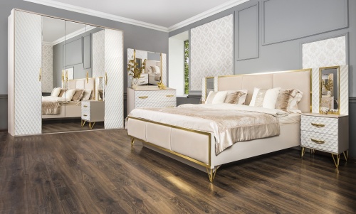 Спальня Лара 5-ств белый глянец