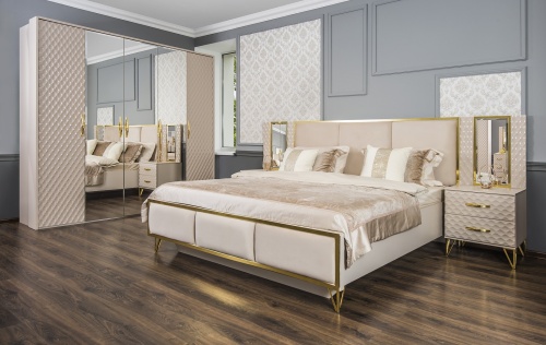 Спальня Лара 4-ств бежевый глянец фото 2