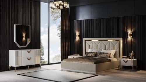 Спальная мебель “Анкара” фрезерованная белая (c подъемным механизмом) фото 3