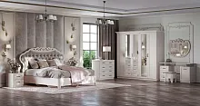 Спальня "Адель" (Кровать 1,8; 2 тумбы; Туалетный стол с зеркалом и пуфом; Шкаф 5 дверный)