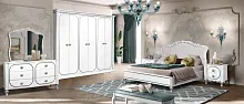 Спальня Вена (кровать 1,8 м.; шкаф 5-ти дв. с зеркалом, комод) белый/серебро