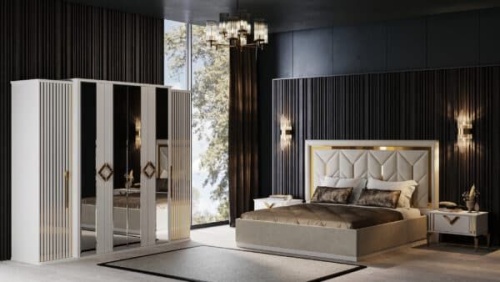 Спальная мебель “Анкара” фрезерованная белая (c подъемным механизмом)