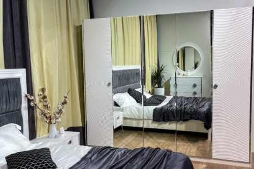 Спальная мебель “Zara” 5-ти дверная белая серебро фото 6