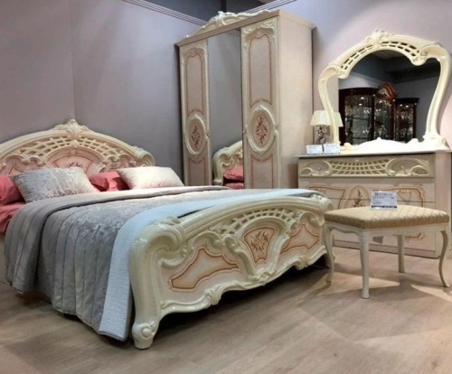 Спальня с 3-дверным шкафом Роза (беж глянец) фото 10