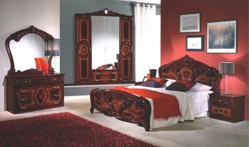 Спальня с 4-дверным шкафом Роза (могано глянец)