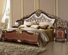 Кровать двуспальная с мягкой спинкой 180х200 Джоконда (орех глянец)