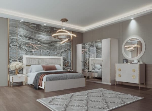 Спальная мебель “Zara” 5-ти дверная сатин золото