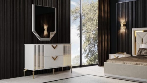 Спальная мебель “Анкара” фрезерованная белая (c подъемным механизмом) фото 2