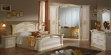 Спальня Евгения (кровать двуспальная спальная 160×200, 2 тумбочки) беж глянец