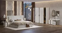 Спальня "Леонардо" (Кровать 1,8 с малым и большим изголовьем; 2 тумбы; Туалетный стол с зеркалом и пуфом; Шкаф 6 дверный)