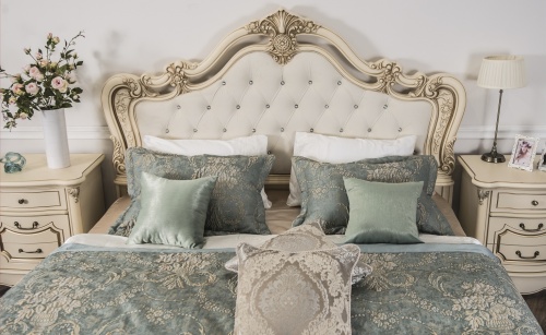 Спальня Мона Лиза крем с мягким изголовьем фото 5