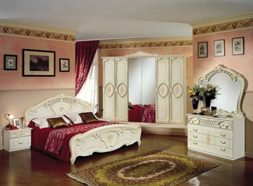 Спальня с 6-дверным шкафом Роза (беж глянец)