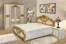 Спальня с 4-дверным шкафом Ольга (беж/золото)