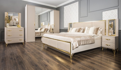 Спальня Лара 4-ств бежевый глянец