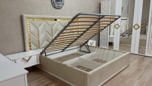 Спальная мебель “Анкара” фрезерованная белая (c подъемным механизмом) фото 5