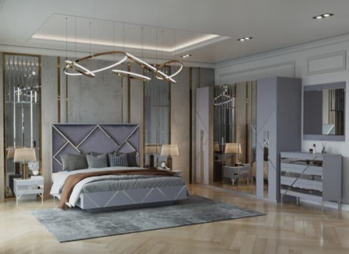 Спальная мебель “Ализе” серая серебро