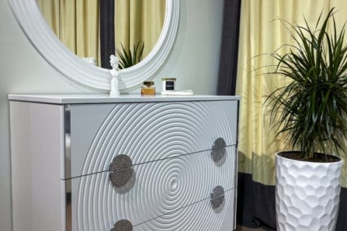 Спальная мебель “Zara” 5-ти дверная белая серебро фото 9