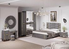 Спальня Мария (кровать 1.6 м., шкаф 4-дв., стол туалетный) серый с золотом