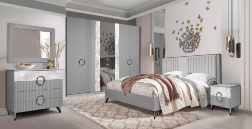 Спальня Никея 6.1К серая/серое изголовье