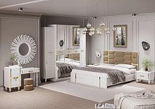 Спальня Мария (кровать 1.8 м., шкаф 5-дв., стол туалетный) белый с золотом