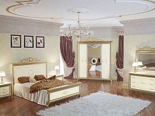Спальня Версаль 4-дв. шкаф, кровать шелкография (слоновая кость)