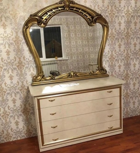 Спальня с 4-дверным шкафом Ольга (беж/золото) фото 6